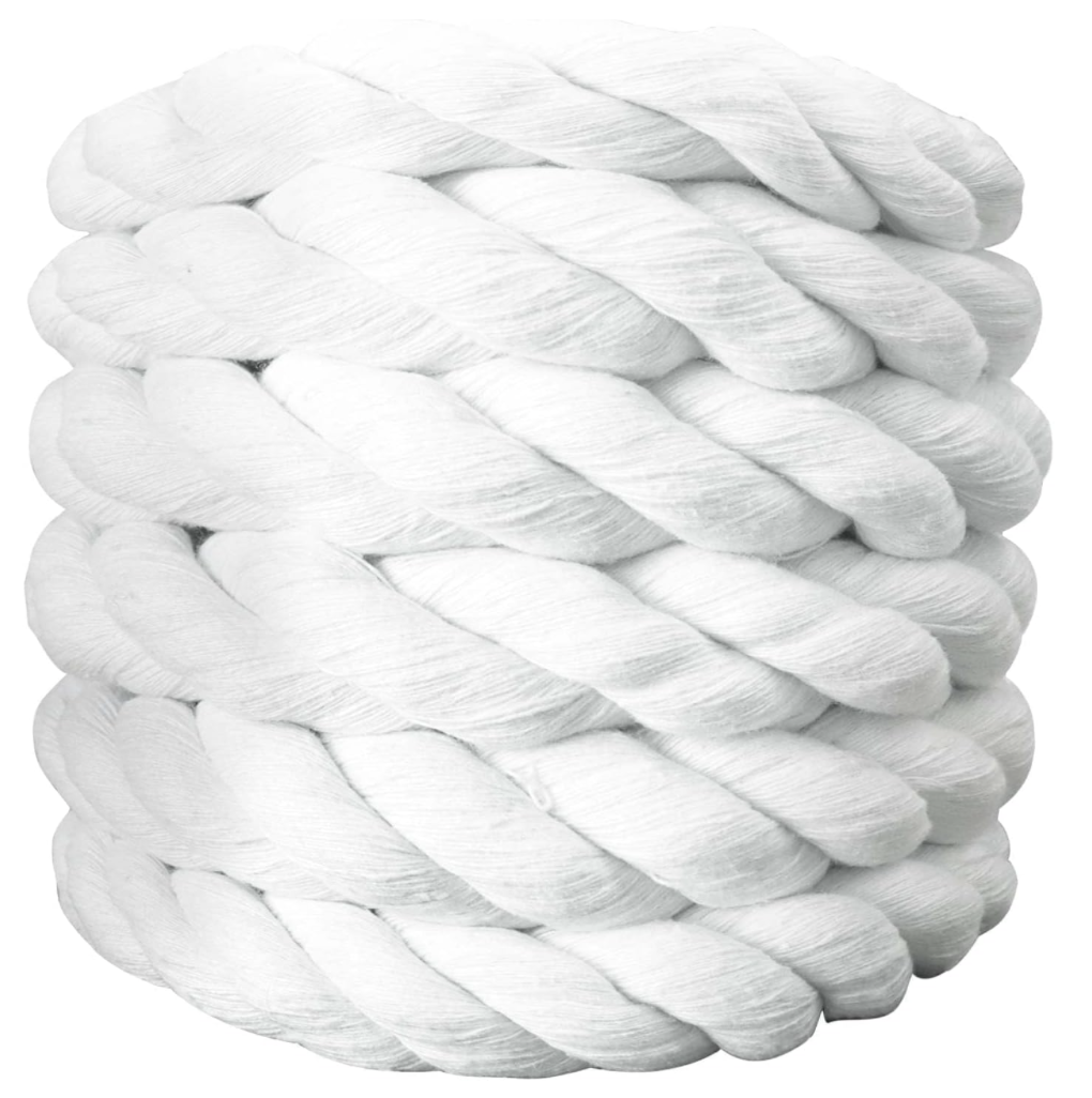 Cuerda blanca de algodón retorcido (0,5 pulgadas x 165 pies) Cuerda de algodón natural gruesa para manualidades, barandillas, hamaca, decoración