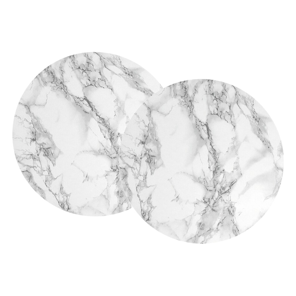 2-Pack Fitted Vinyl Table Cloth Round With Elastic Edge - Fits 47 Inch Tables (Black Marble)