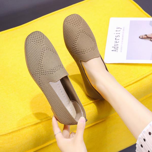 Chaussures coréennes à tricoter chaussures plates doux bout carré bouche peu profonde ballerines femme décontracté femme baskets dames chaussures Modis Ba: 3 / 40