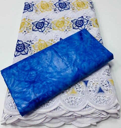 High  Dry Laces 2.5+2.5 Yards With Bazin Riche Fabric Swiss Voile Senegal African Wedding Bride Dress Dry Lace YA372