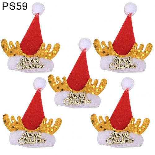 5Pcs Xmas Herten Hoorn Wijnfles Cover Wees Hoed Cap Party Decoratie Wijnfles Hoed Kerst Decoratie Xmas fles: PS59