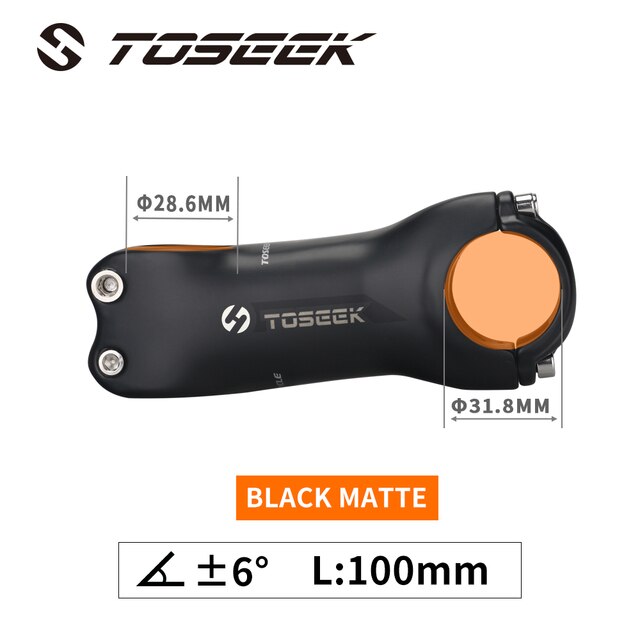 TOSEEK Super Light Full Carbon Fibre Bicycle Stem Bike Parts Matte Angle 6 / 17 Degrees Length 70/80/90/100/110/120/130mm: 6 Degrees 100mm