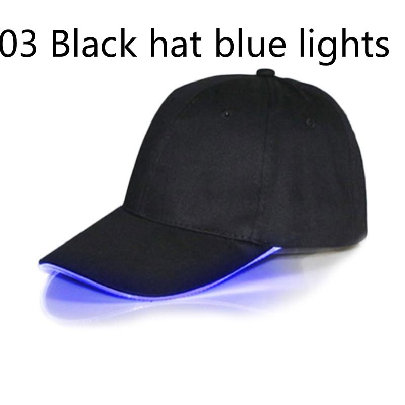 Gorra de béisbol de fibra óptica con luz LED, sombrero de béisbol con luz LED brillante, estilo Hip-Hop, ajustable: 03