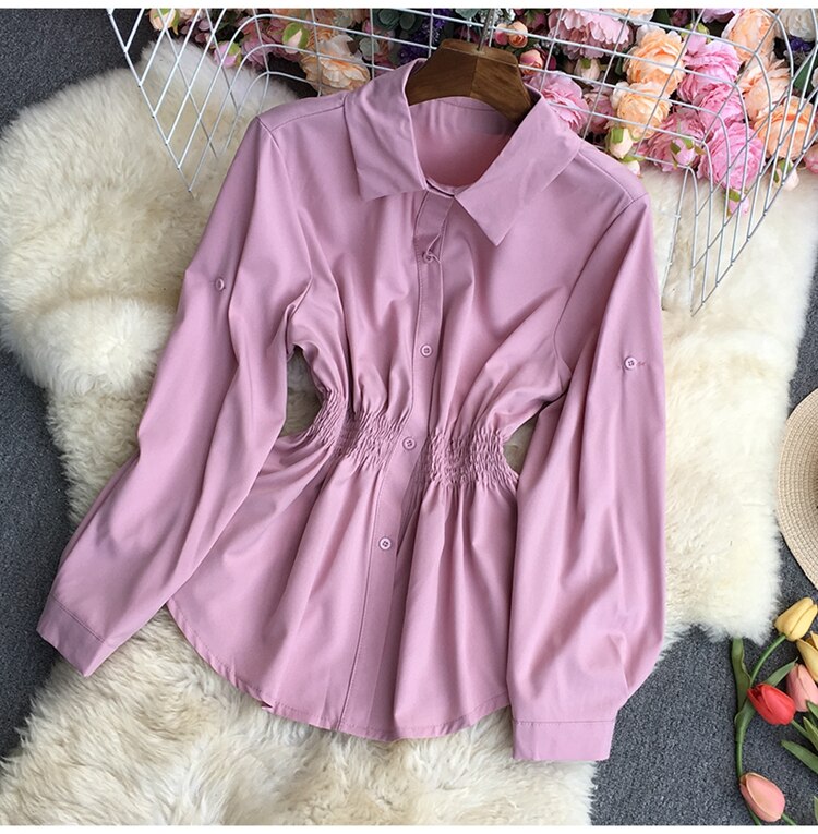 Polo de para mujer, Tops de manga larga con solapa lisa, camiseta para mujer, ropa superior de , camisetas para comprar en el mundo: Pink