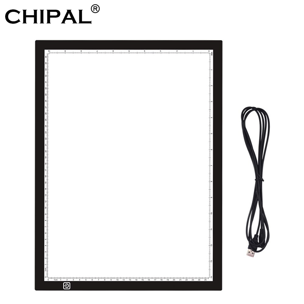 Chipal Digitale A3 Led Tekening Tablet Licht Box Art Schilderij Grafische Pad Usb Type-C Schrijfbord Grafische tabletten Met Schaal