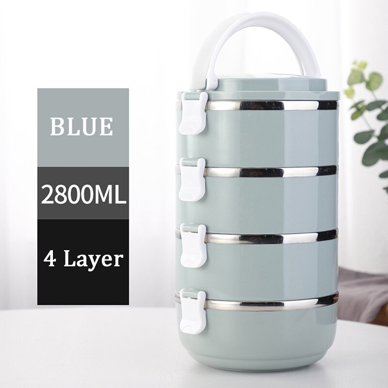 TUUTH 304 Roestvrij Staal Japanse Lunchbox Thermische Voor Voedsel Draagbare LunchBox Voor Kinderen Picknick Kantoormedewerkers School: JpA-4Layers-Blue