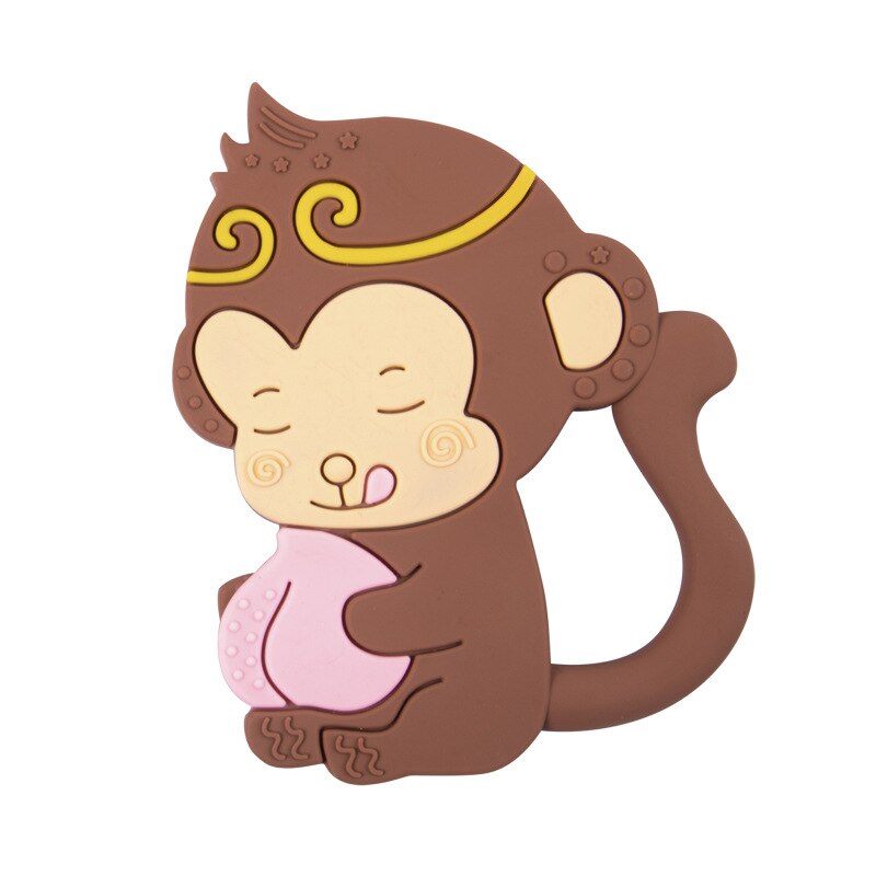 Silicone Baby Bijtring Baby Bite Speelgoed Kind Molaire Beet Geboorte Voor Pasgeborenen Peuter Speelgoed: Brown monkey