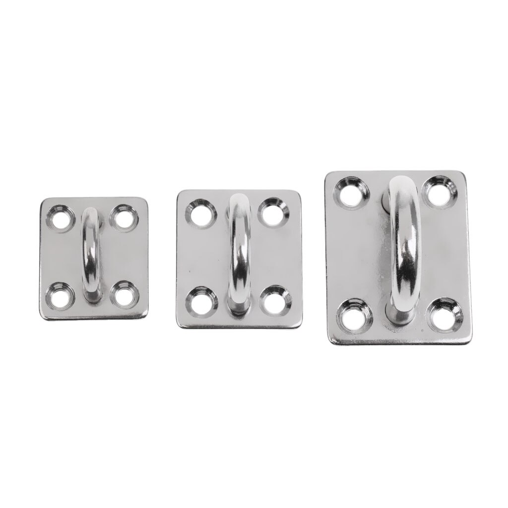 4pcs Heavy Duty Stainless Steel Square Plate Staple Ring Hook, Marine Boat Hardware, Wall Mount Hook Hanger (6mm)