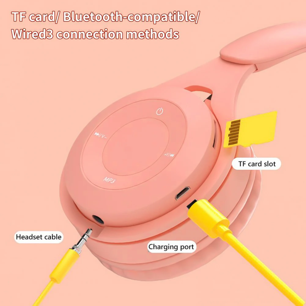 Børnehovedtelefoner trådløse bluetooth-øretelefoner stereo foldbare hjelme gaming headset over-ear hovedtelefoner til android ios
