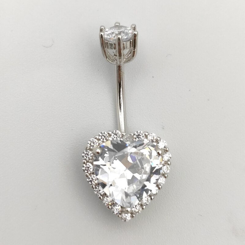 925 sterling silver belly button ring heart cubic zircon belly navel ring sexy belly piercing jewelry for women