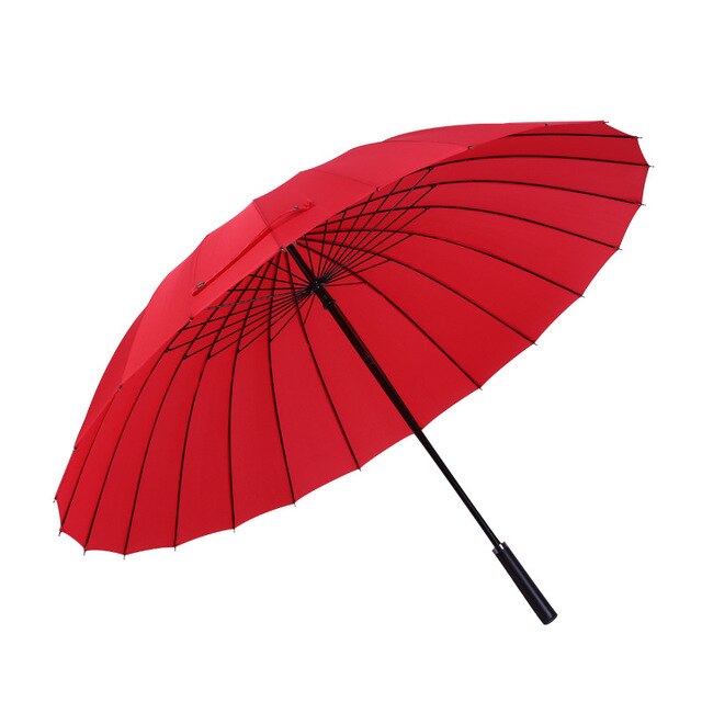24k grote dames paraplu's regen vrouwen winddicht heren wandelstok paraplu's heren leren golf zon paraguas kleurrijke parasol stok: 2
