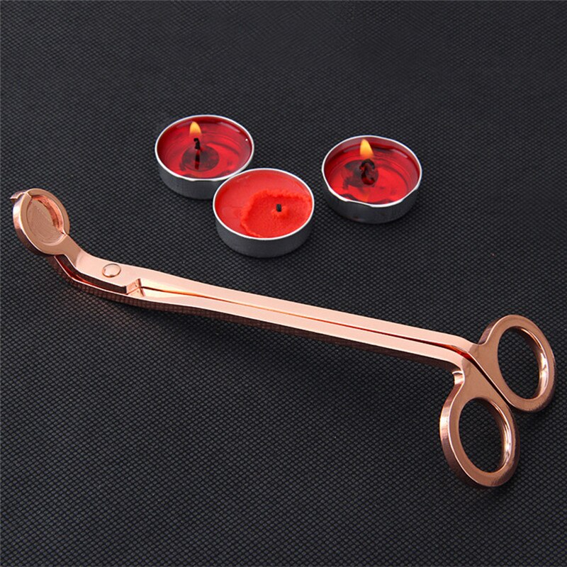 Stainless Steel Candle Wick Trimmer Oil Lamp Trim Scissor Cutter Tool Hook Clipper Rose Gold Round Head Candle Scissors