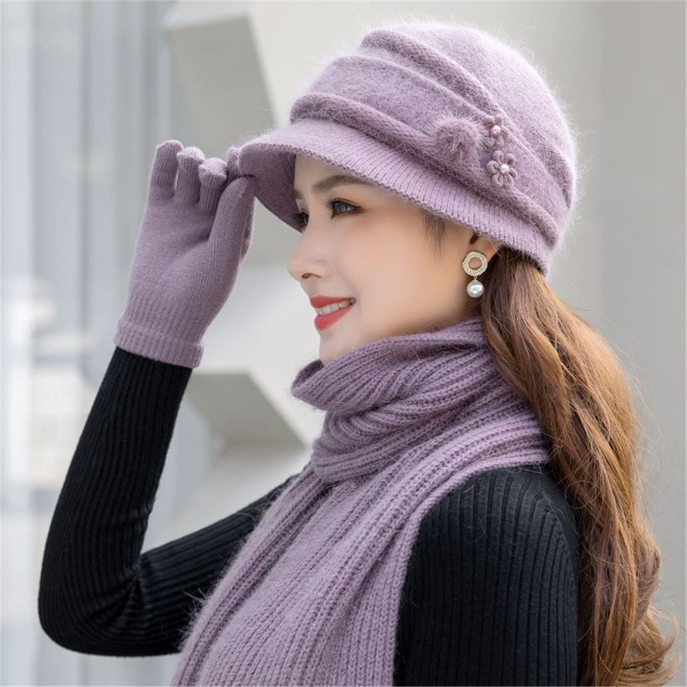 2/3pcs/Set Ladies Warm Thick Women Hat Scarf Set Knitted Beanies Caps Winter Hats Knitted Gloves Winter Hats