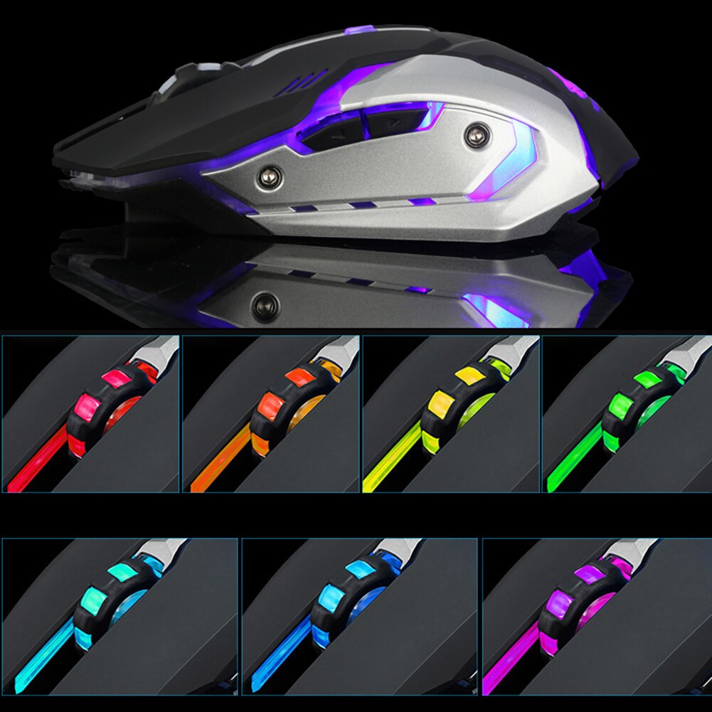 Wireless Mouse X7 7 Colors Light Silent 6 Buttons Maus Rechargeable Wireless Optical Gaming Mouse