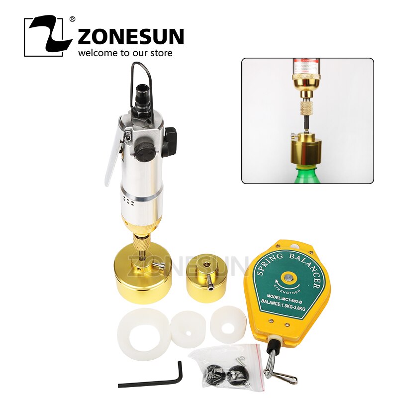 ZONESUN Portable Pneumatic Capping Machine For Smoke Oil Plastic Bottle Capper Handheld Packing Machine Larger Torque