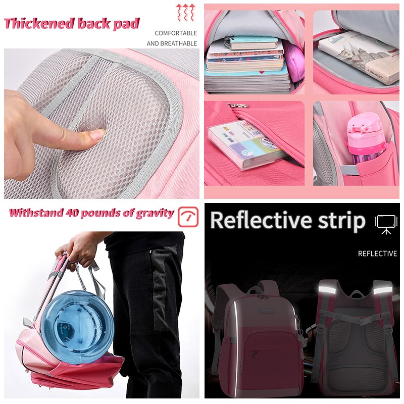 OYIXINGER Nylon Rucksack Atmungs Schul Für Primäbetreffend Studenten freundlicher Wasserdichte Junge Für Teenager Mädchen Patchwork Rucksack