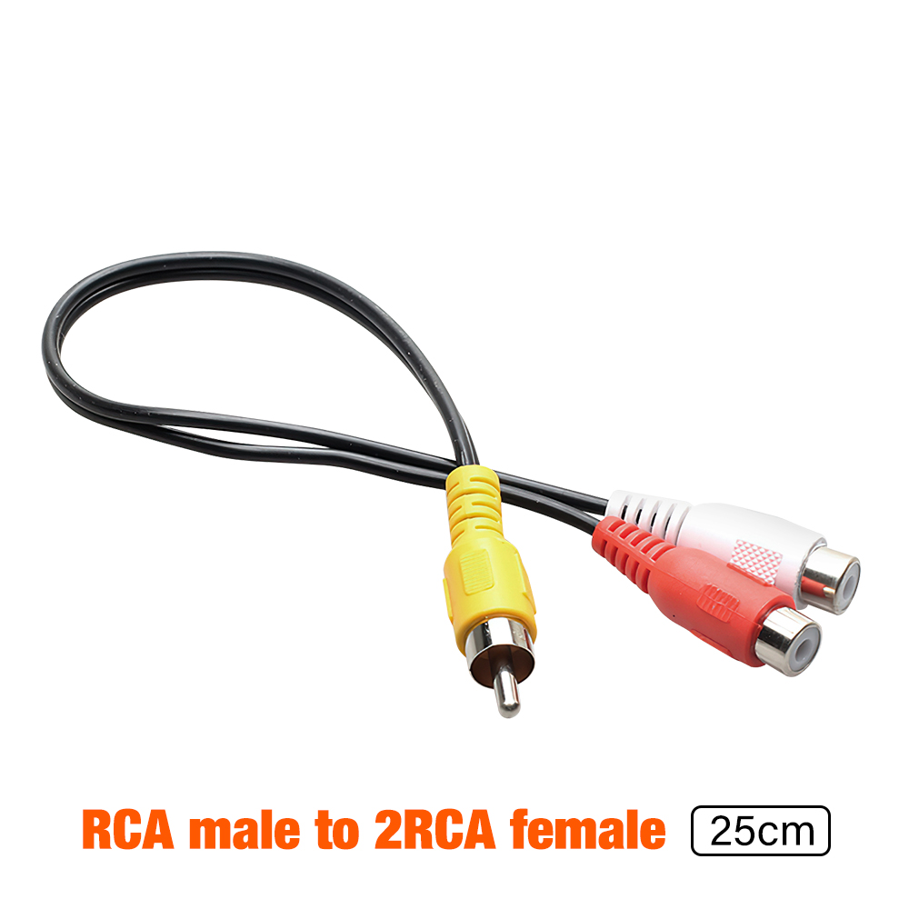 Rca y-adapter 1 rca hann  til 2 rca hann y-splitter digital stereolydkabel til subwoofer, hjemmekino hei-fi - dobbel skjerming: Blå