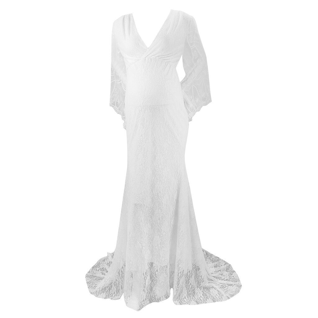 Women Ruffles Long Sleeve Prom Gown Dress Maternity Pregnants Photography Props Flying Dress For Photo Shoot Tenue Grossesse