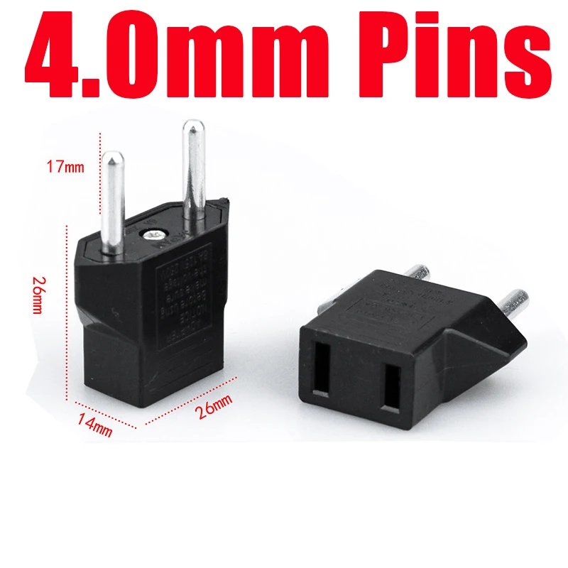 Mini convertisseur de prise électrique, prise, adaptateur secteur, blanc, noir, petit, 2 broches, US vers EU, Euro vers US, Japon, Canada, Mexique: Black