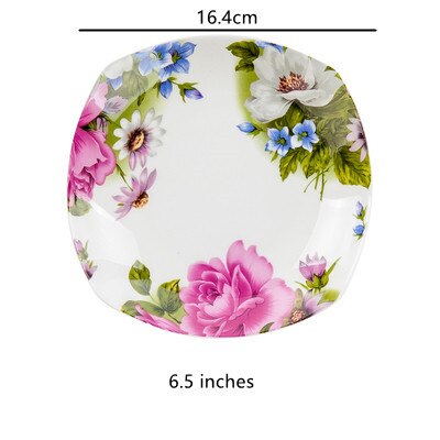 Porcelain &amp; Ceramic Dinner Plate Round 8 Inches Wedding Kitchen Tableware Steak &amp; Cake Dessert Dishes Rose Dish: Style 4