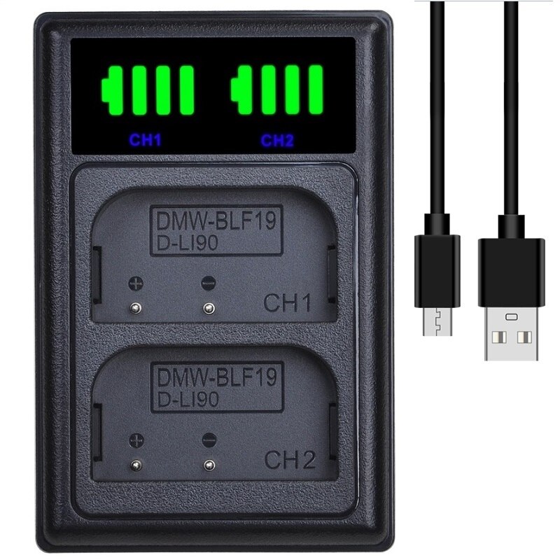 Powertrust D-LI90 Dual Batterie Ladegerät für Pentax 645D, 645Z, K-01, K-3, K-5, K-5 II, k-5 IIs, K-7 Kamera, Panasonic DMW-BLF19: 1x Ladegerät