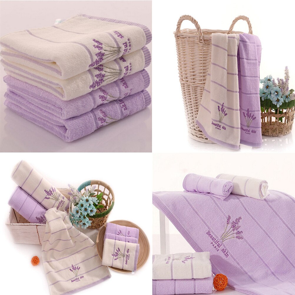 1Pc Borduren Handdoeken Mooie Huid Parijs Lavendel Bloemen Katoen Stof Geurige Geur Basten Handdoeken 34*74 Cm
