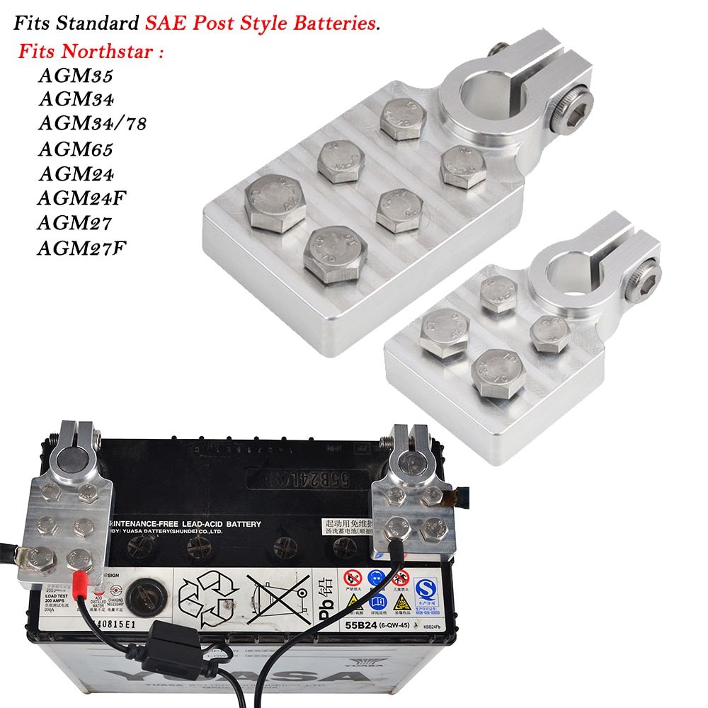 Heavy Duty Multi-Connection Marine Battery Terminals Clamps Lead Fits Standard SAE Northstar AGM35 AGM34 AGM65 AGM24F AGM27