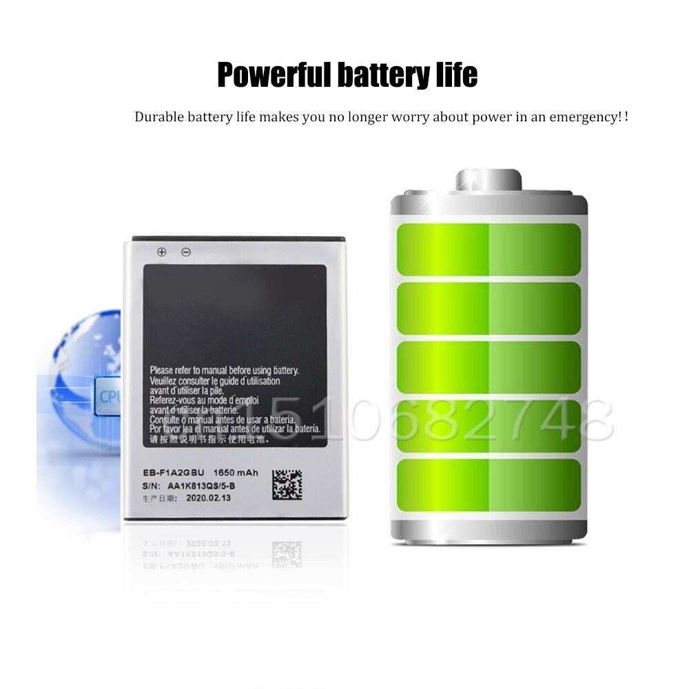 Batterie de remplacement 1650mAh, pour Samsung Galaxy S2 I9100 i9100G I9103 I9050 B9062 I9108 I9103 I777 I9188 B9062, EB-F1A2GBU