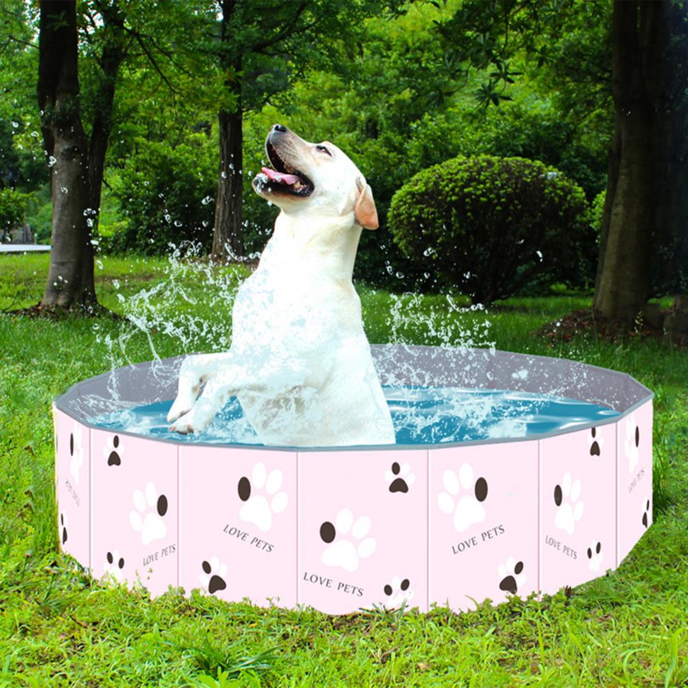 Vasca da bagno pieghevole in PVC resistente vasca da bagno pieghevole portatile per cani vasca da bagno inferiore in legno vasca da bagno stagno piscina per cani Baby Pet vasca da bagno giocattoli