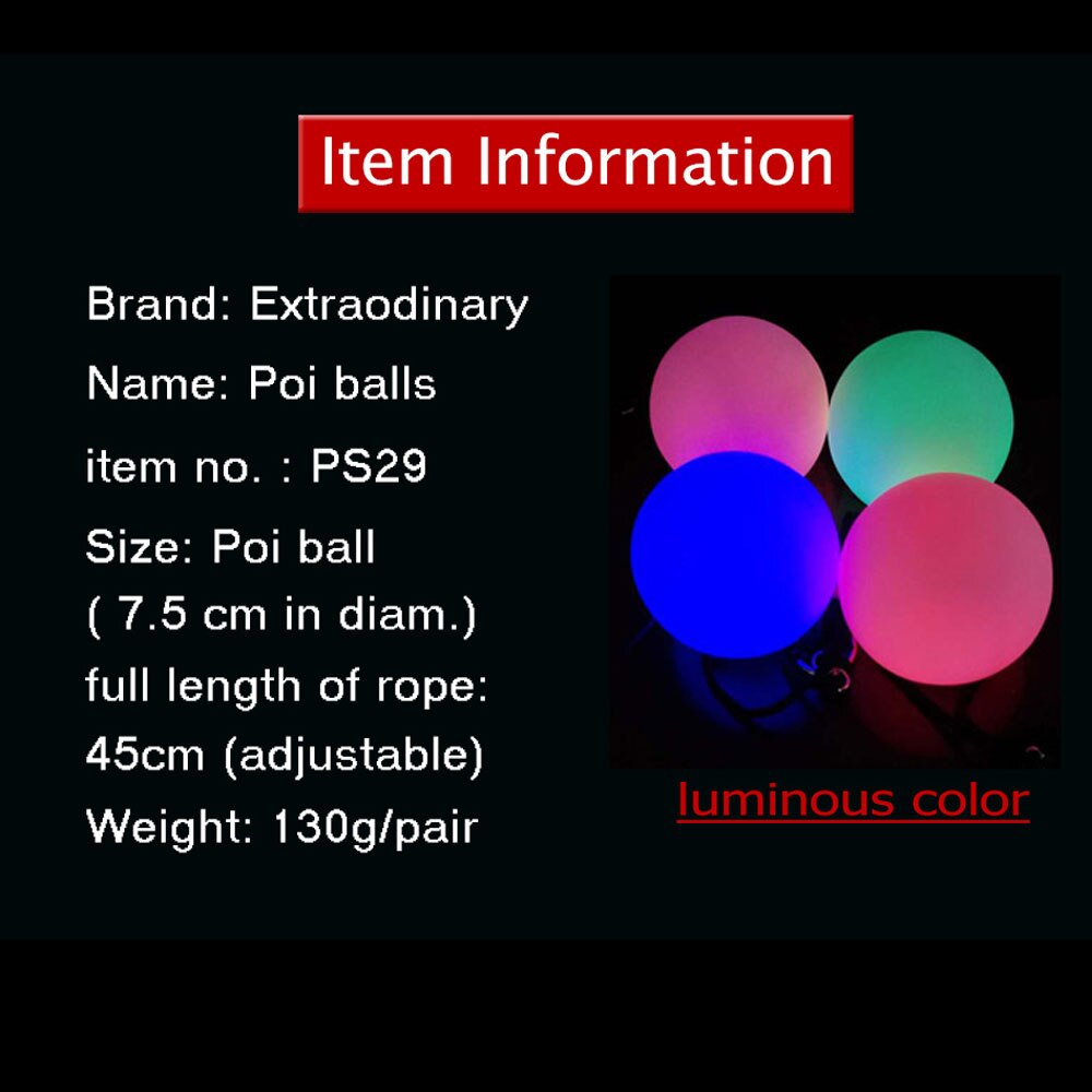 Led poi bollar för eld show magdans bollar rgb glöd poi kastade hand rekvisita scen performance tillbehör party dj light