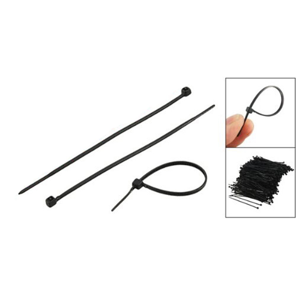 ! Cable Ties nylon1000 Pcs Black Plastic Cable Zip Tie Fasten Wrap 95mm x 2mm