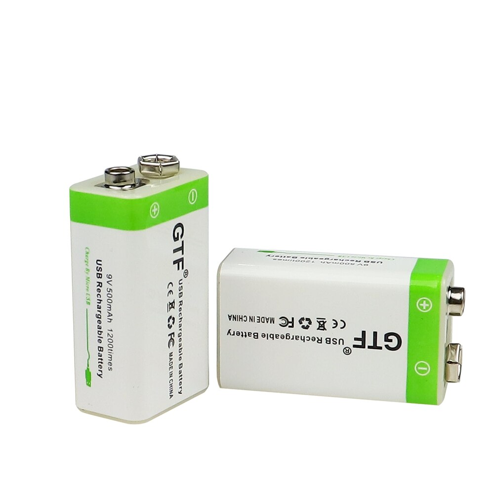 GTF 9V 500mAh lithium USB Rechargeable battery 9V li-ion Square battery for Toy Remote Control KTV Multimeter Microphone
