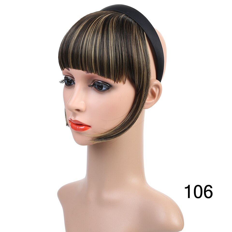 Meifan klips i frynser stump pannelugg med pannebånd høytemperatur fiber syntetisk rett hår stykker pannelugg extensions for kvinner: 106