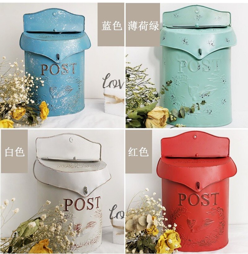 European Retro Old Sealed Opinion Newspaper Letter Box Metal Wall Hanging Lockable Mailbox Cafe Decoration NJ71401