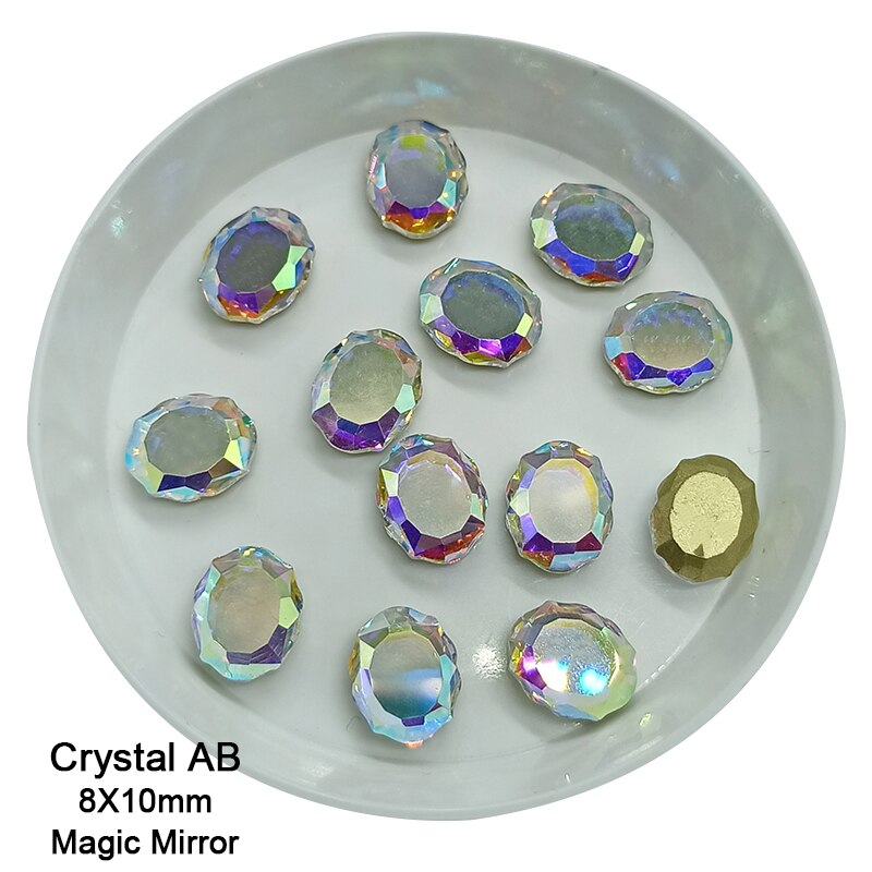 8x10mm Magic Mirror Nail Art Rhinestone Double Plane Crystal K9 Glass 3D Fingernail DIY Decoration Accessories: Crystal AB 30pcs