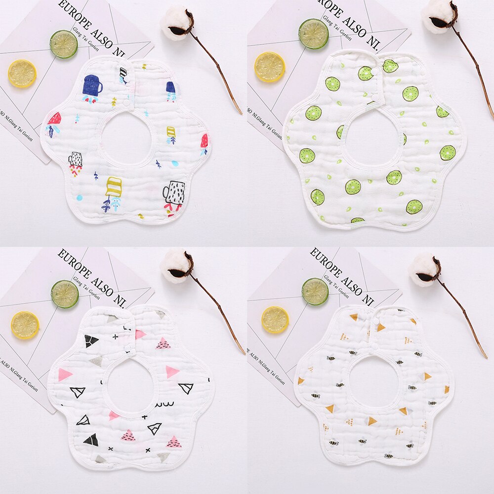 360 graus de giro algodão flor impermeável bebê arroto panos saliva toalha dos desenhos animados macio redondo bandana babadores alimentação cachecol
