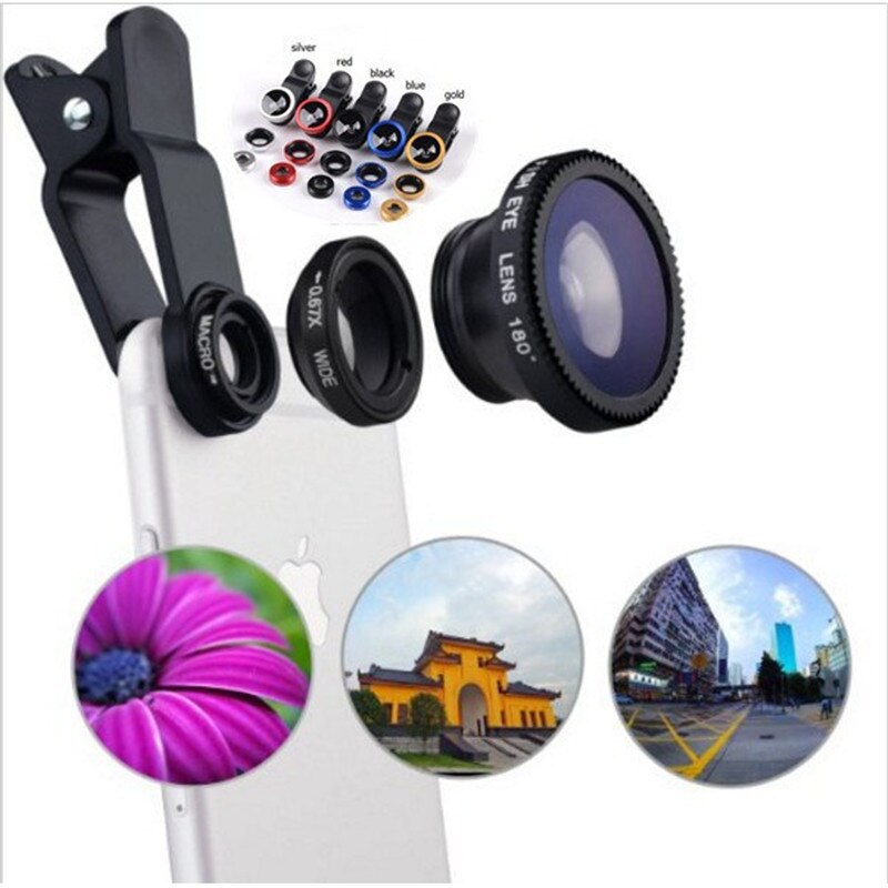3 in 1 Grandangolare macro Fisheye lente clip di kit Telecamera per il iPhone Samsung Universale Fotografia Accessori Del Telefono mobile Della Macchina Fotografica