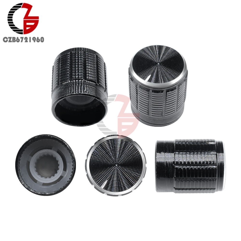 10 sztuk przydatne pokrętła regulacji głośności dla 6mm Dia wałek radełkowany potencjometr