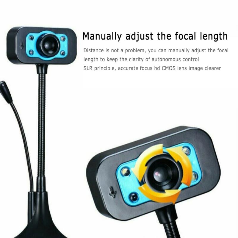 LED HD 1080P Webcam Mini Computer PC WebCamera With Microphone Rotatable Camera For Live Broadcast Video Calling Conference Work