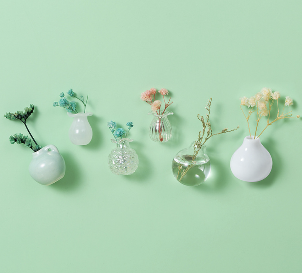 Mini aimant de de Vase en céramique, ensemble d'aimants de réfrigérateur, aimant de réfrigérateur DIY pour fleurs, décorations de réfrigérateur: YELLOW