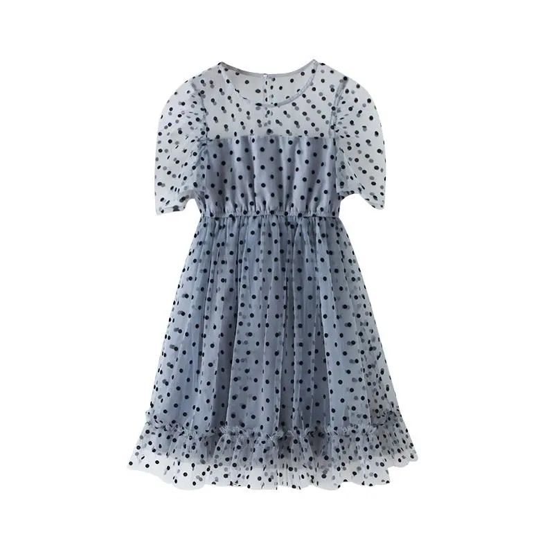 Vestido de verano para niñas, 9 vestidos de princesa para estudiantes, 12 vestidos estampados de hilo de red, 11, 10, 8, 6 y 5 años, estampado informal de gasa