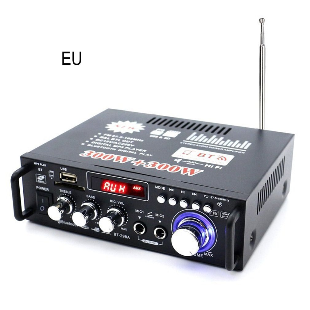 HiFi Stereo Amplifier Digital Audio Power Amplifier Iron Clip Signal Input Two Microphone Input Slots Low Distortion: EU 220V