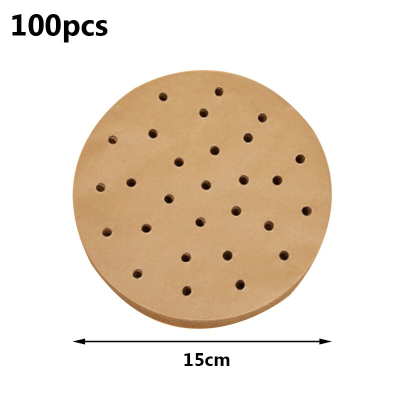 100Pc/Bag Air Fryer Steamer Liners Premium Perforated Wood Pulp Papers Non-Stick Steaming Basket Mat Baking Utensils For Kitchen: 100pcs 15cm A