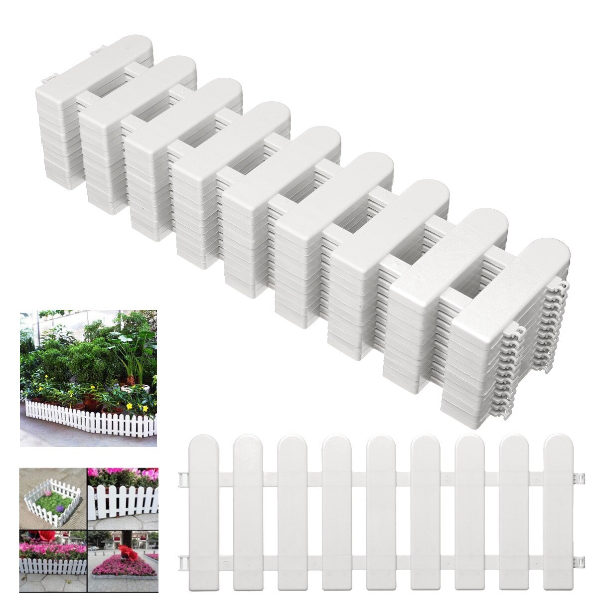 12PCS DIY Easy Assemble Garden Lawn Grass Edging Fence Picket Border Panel Plastic Wall Fencing Board Garden Yard Decoration