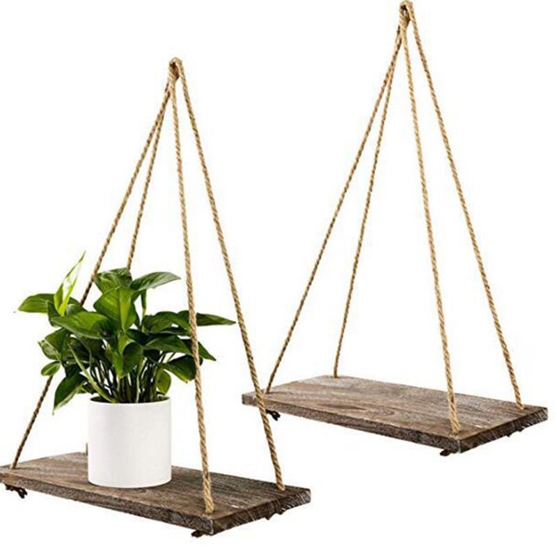 1 stk væggynge opbevaringshylder jute reb hængende hylde hjemme diy væg dekorativt stativ til samll urtepotte potteplanter holder