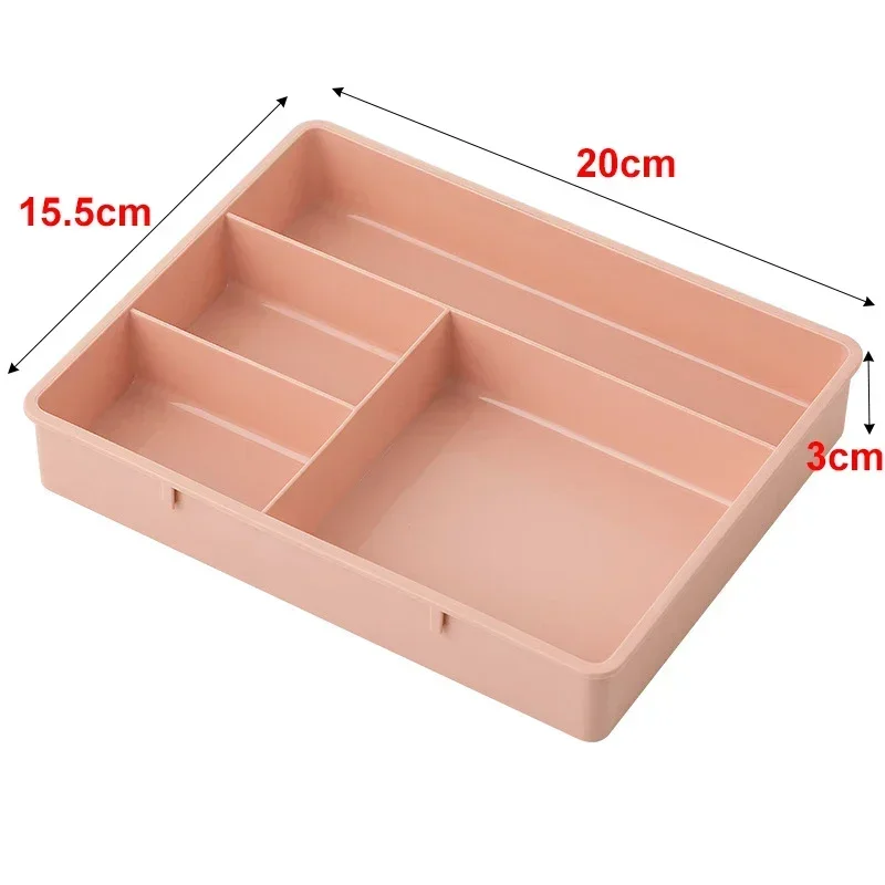 Organizador de cajones de escritorio, caja de almacenamiento de papelería para artículos diversos, contenedor, organizador de maquillaje y cosméticos, contenedor divisor de cajón para el hogar y la Oficina: Rosa