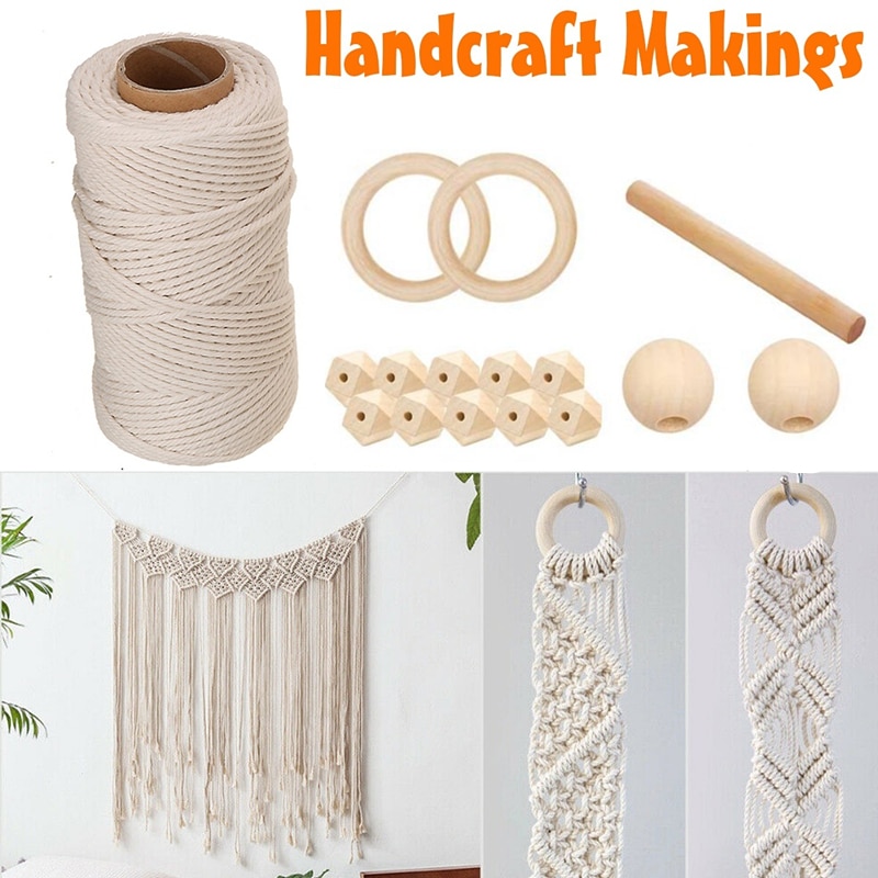 Kit de cordon pour macramé en coton de 3mm Durable, corde pour macramé faite à la main, tapisserie torsadée, fil de Textile tricoté, fournitures pour la maison