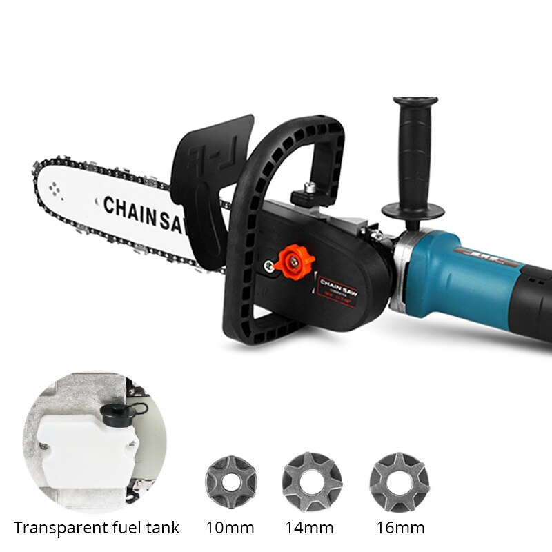 11.5 Inch Chainsaw Attachment For Angle Grinder, Electric Chain Saw With Transparent Fuel Tank, Logging Saw Adjustable Tension