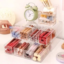 Boîte de rangement acrylique de grande capacité à 4 grilles, boîte de rangement pour cosmétiques, brosses de maquillage, crayons, outils de maquillage