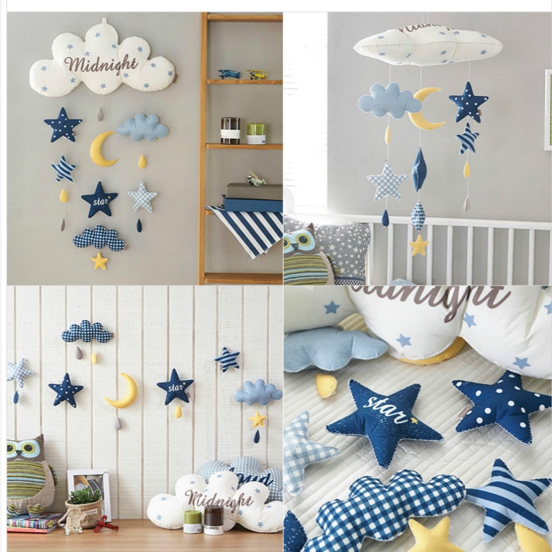 Cloud Balloon Star Rocket Wall Decoration Rattles Crib Mobiles Toy Holder Rotating Mobile Bed Bell Toddler Toys Infant Toys